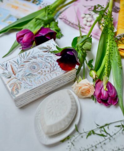 scented soap and porcelain holder