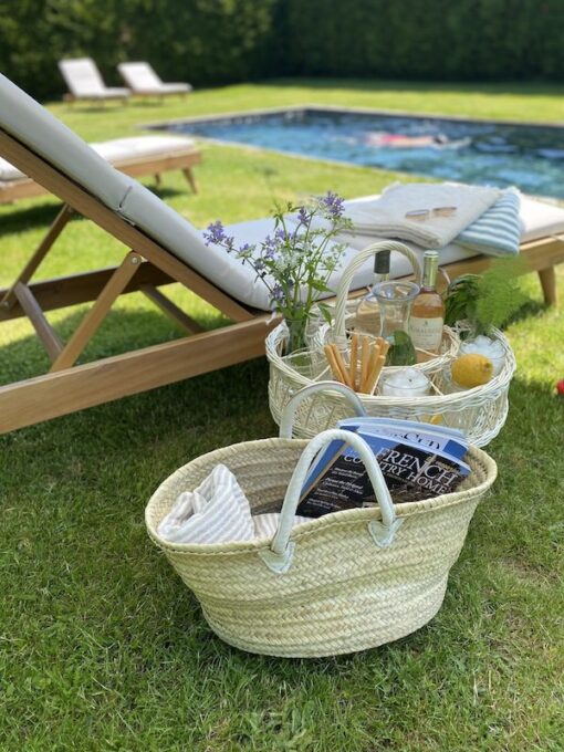 small basket bag by the pool