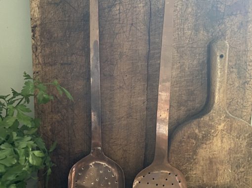 Antique Copper Slotted Spoons