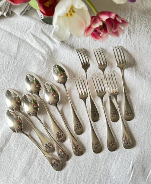 Set of 6 Monogrammed Forks and Spoons