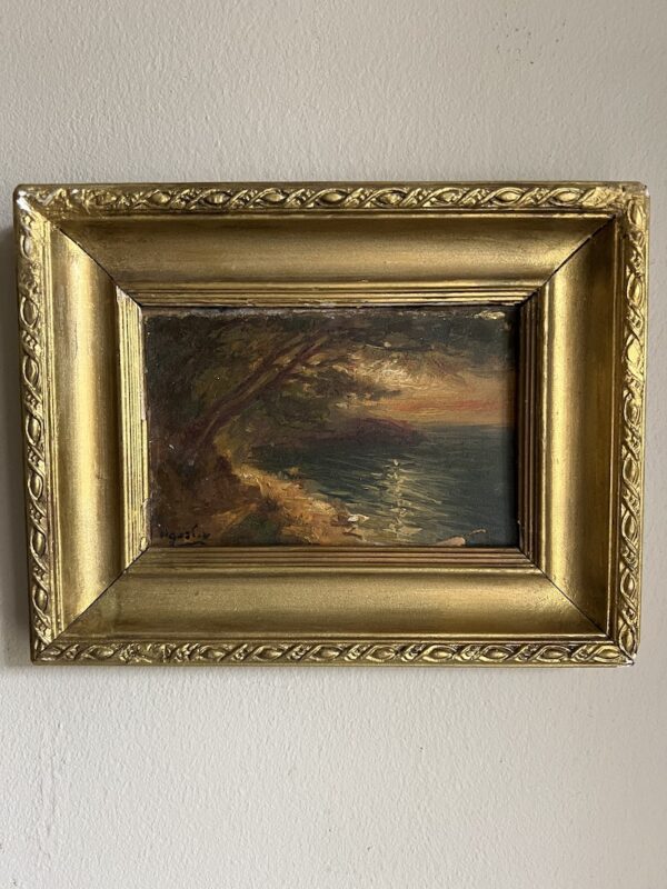 Antique Painting - Sunset Over the Coastline
