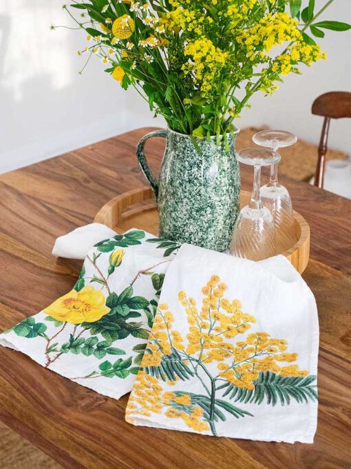 Mimosa & Rose Linen Kitchen Towels
