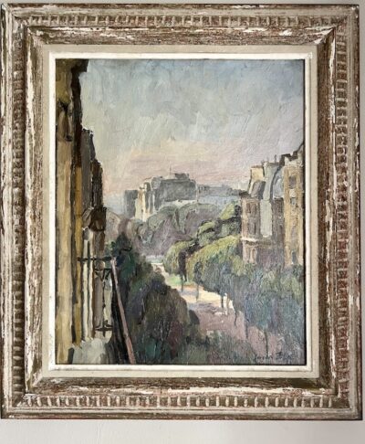 painting of view from balcony in france