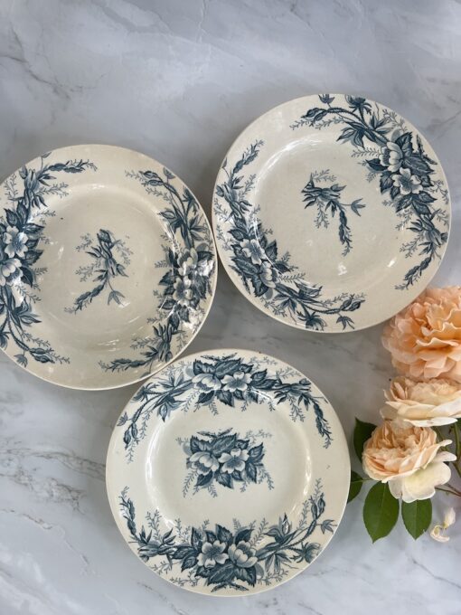 Set of 3 Blue Antique Plates