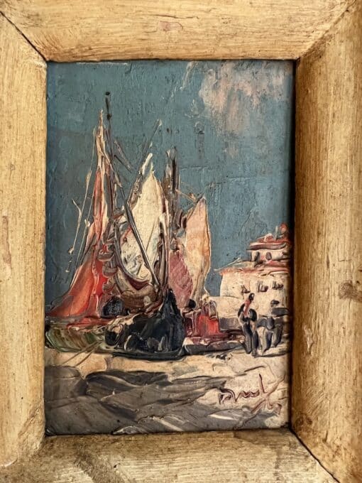 French Antique Boat Painting