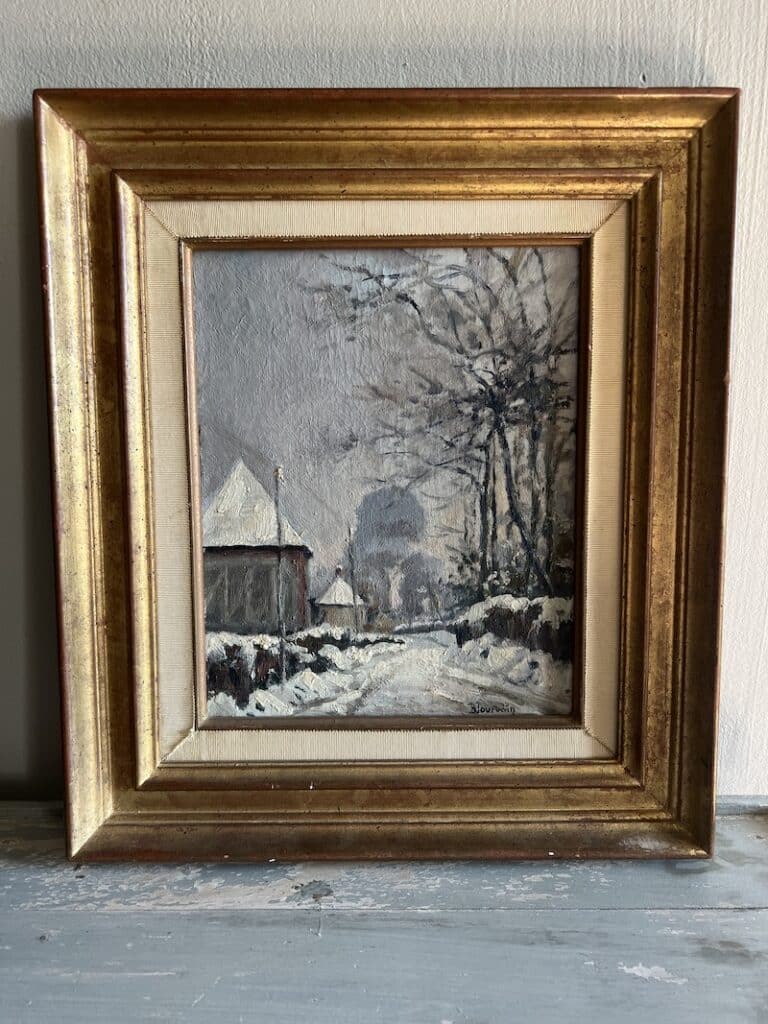 french Antique Snow Painting