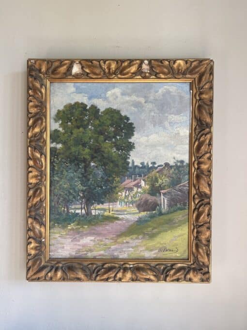 french antique village painting