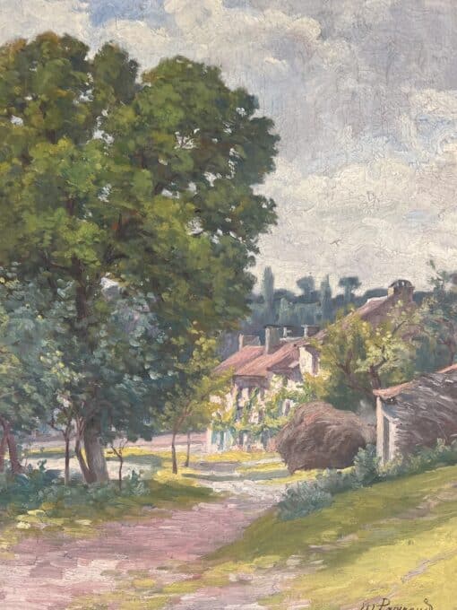 french antique village painting