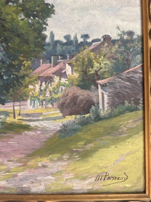 french antique village painting