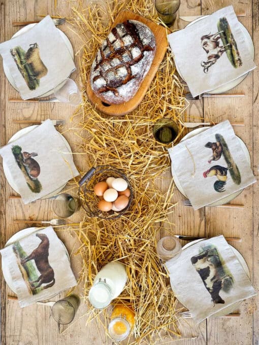 Linen Farm Animal Napkins