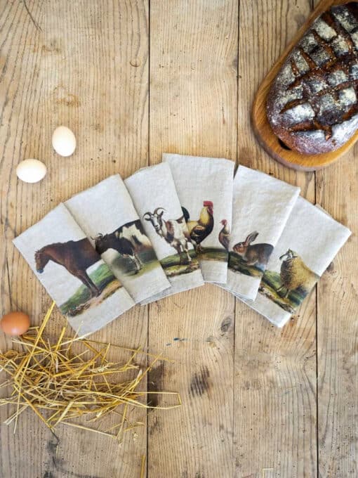 Linen Farm Animal Napkins