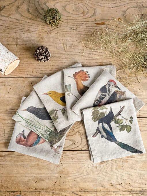 Linen Woodland Bird Napkins