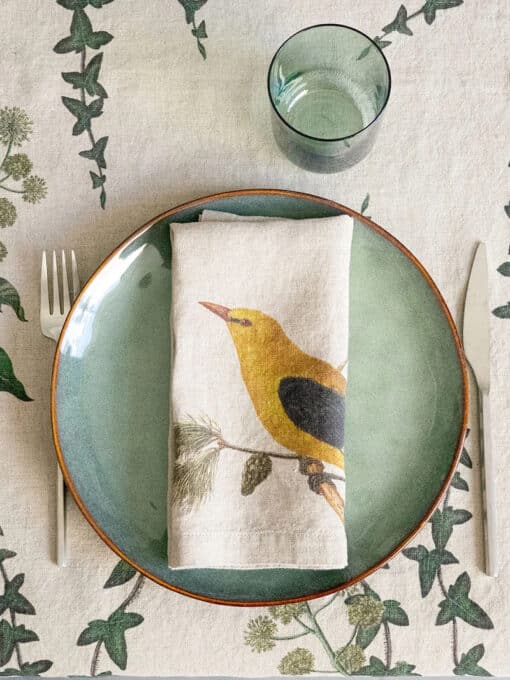 Linen Woodland Bird Napkins