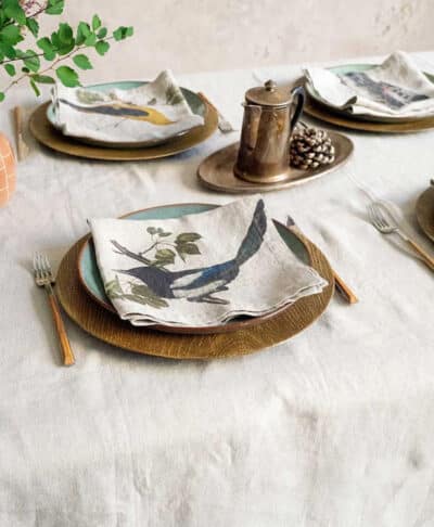 Linen Woodland Bird Napkins