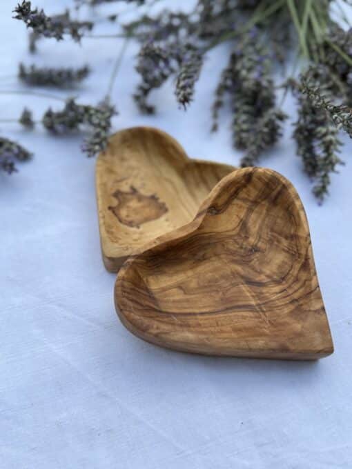 french olive wood heart shaped bowl