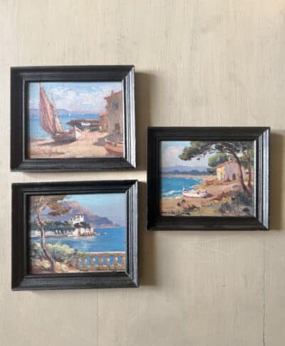 Antique Painting 3 Scenes from the South of France