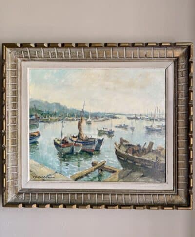 Antique Painting - Port de l'Estaque in the Morning