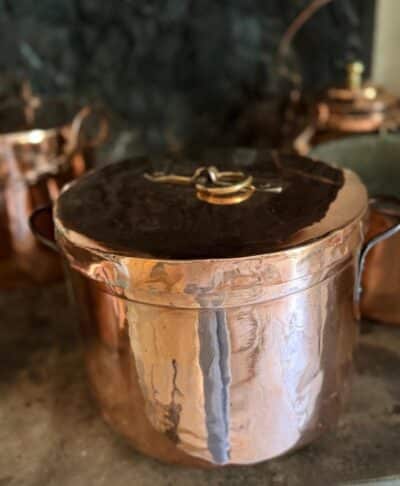 Antique Copper Pot with Ring Lid