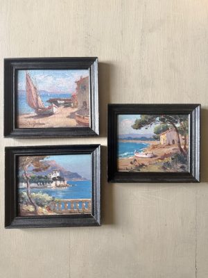 Antique Painting 3 Scenes from the South of France