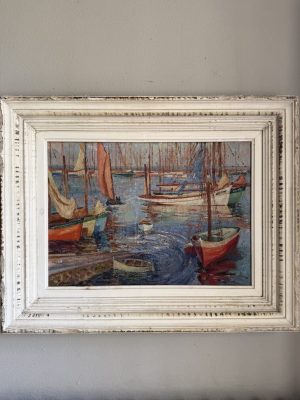 Antique Painting - Port in the South of France