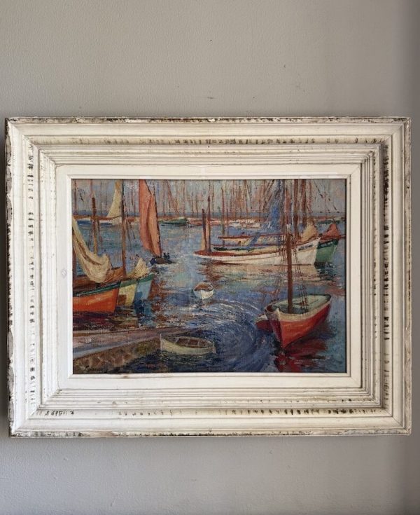 Antique Painting - Port in the South of France