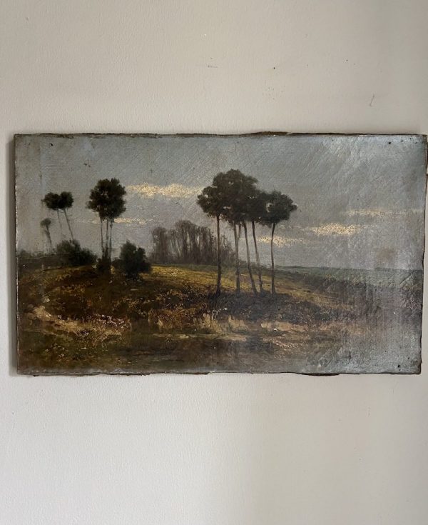 Antique Painting of Fières & Trees