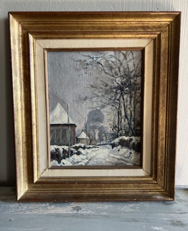 french Antique Snow Painting