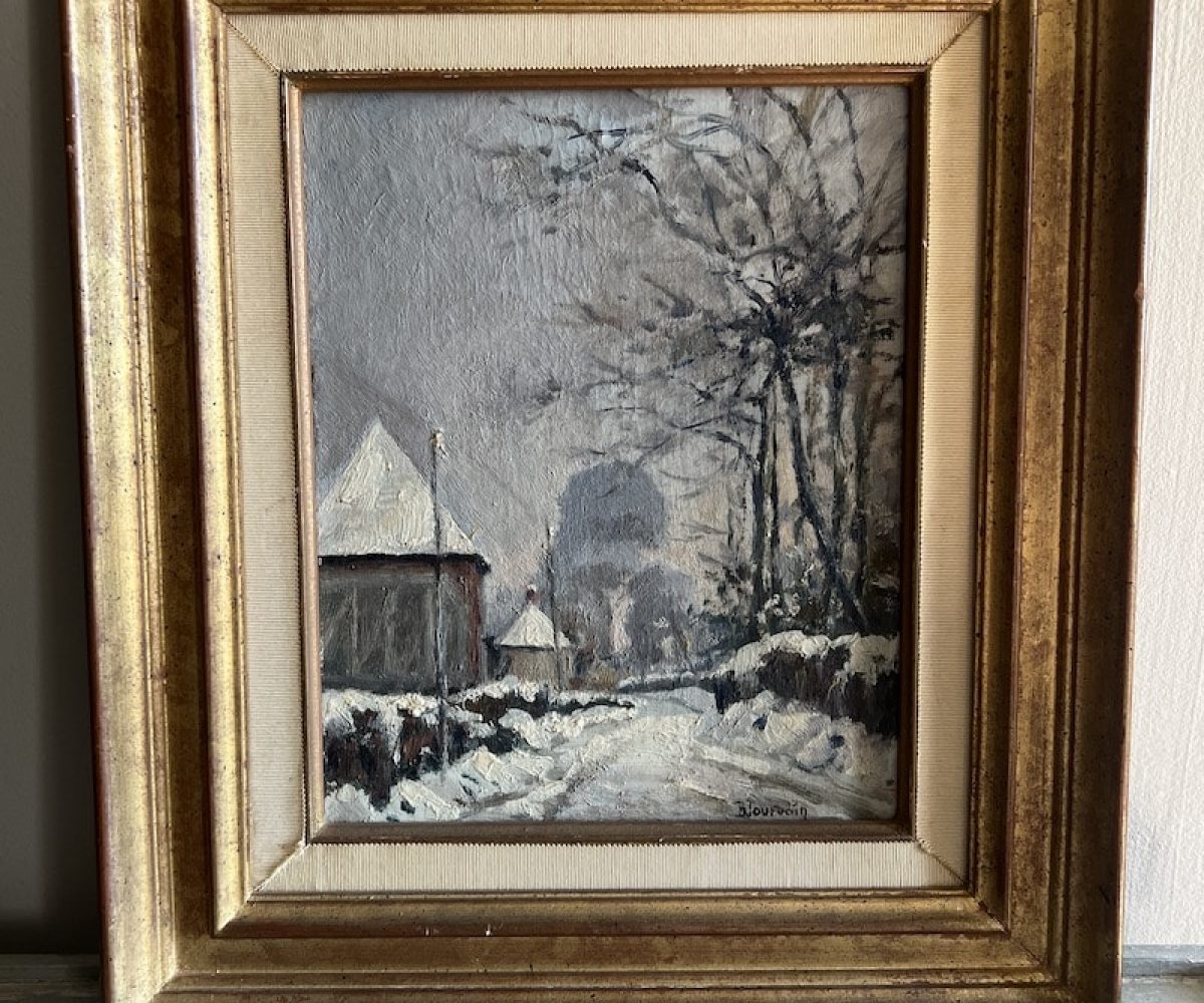 french Antique Snow Painting