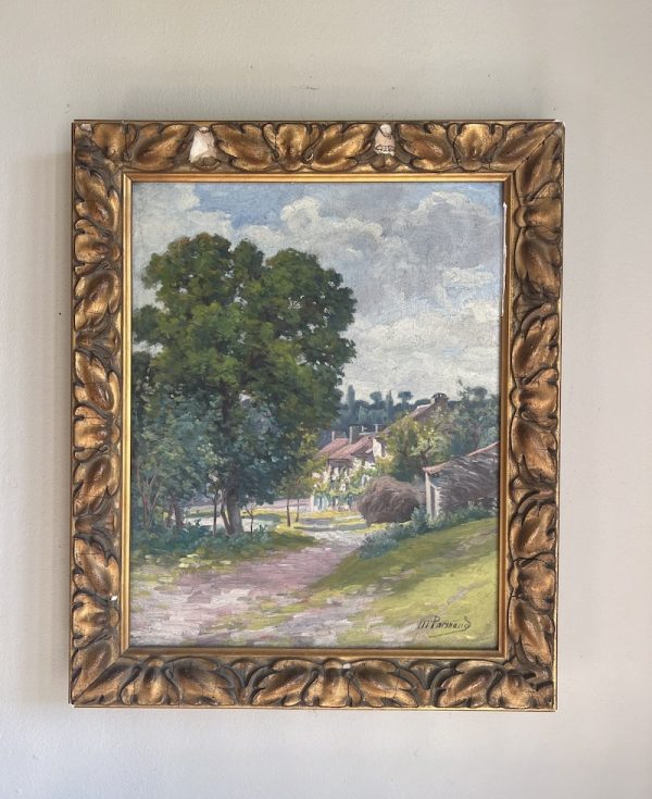 french antique village painting