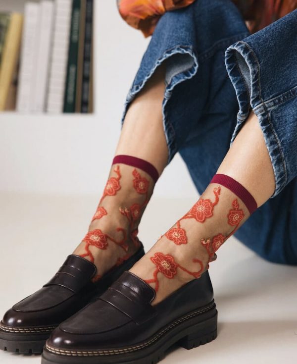 Atelier St Eustache Socks Blomst Corail