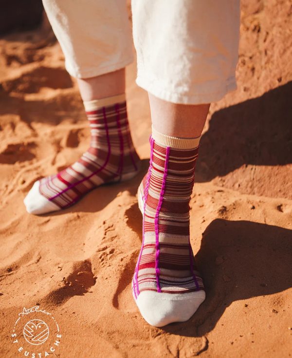 Atelier St Eustache Socks Nevada Roads Fuchsia