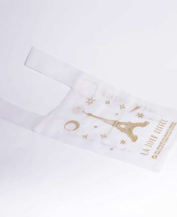Brigitte Tanaka Eiffel Tower Bag – embroidered organza tote with Eiffel Tower, stars, and moon, elegant French reusable bag.