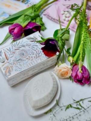 scented soap and porcelain holder