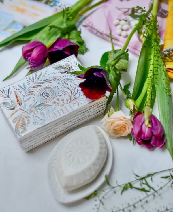 scented soap and porcelain holder