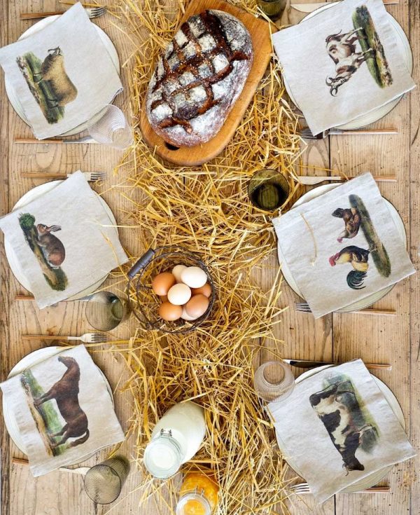 Linen Farm Animal Napkins