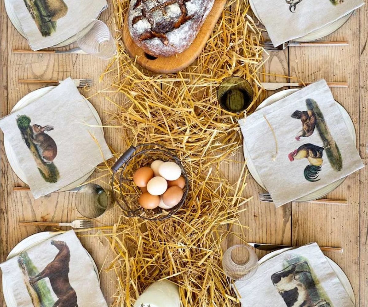 Linen Farm Animal Napkins