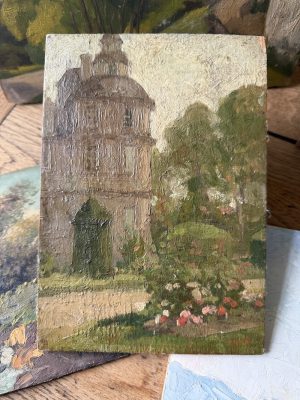 antique painting The Chateau Garden