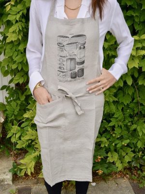 linen apron with cheese