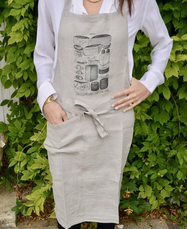 linen apron with cheese