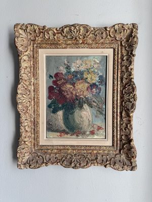 mfch antique painting spring bouquet frame