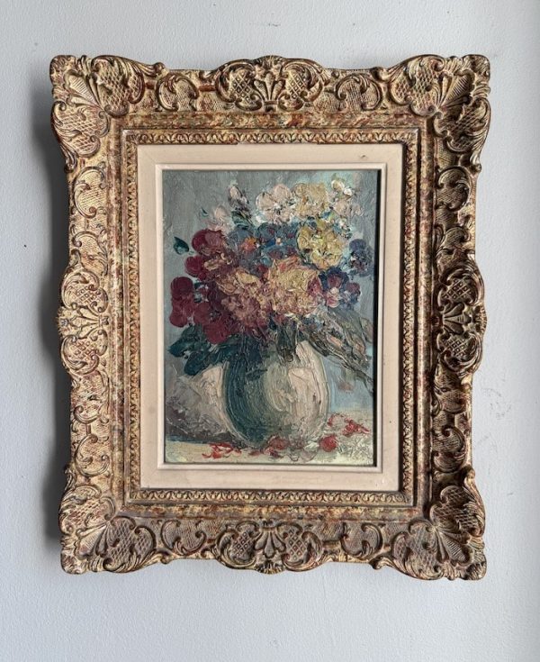 mfch antique painting spring bouquet frame
